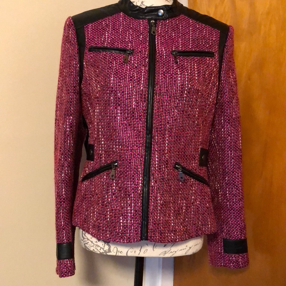 Pink and Faux Leather Jacket